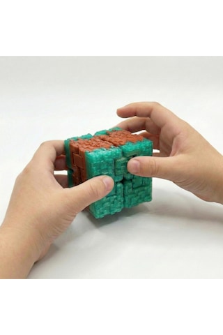 Minecraft Temalı Sonsuz Küp - Çim Blok Tasarımlı 3d Baskı Fidget & Stres Oyuncağı