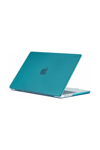 Arabulalaca Apple Uyumlu MacBook Pro 14 A2779 2023 Karbon Desenli Kılıf Yeşil