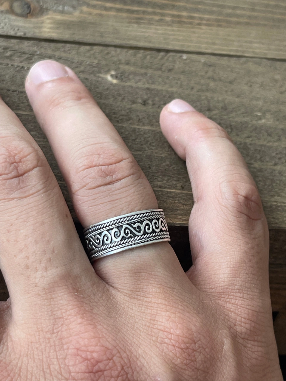 Ayarlanabilir Ölçü 925 Ayar Gümüş Kaplama Klasik Desen İşçilikli Tasarım Yüzük Standart