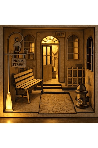 Magic Book Nook Ahşap Maket Seti 2 Katlı Peri Led'li Kitaplık Dekoru Dıy
