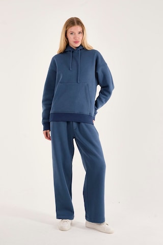Rocqerx Q-1001 Q-4008 Kapüşonlu Sweat Bel Lastikli Pantolon Üç İplik Şardonlu Takım İndigo