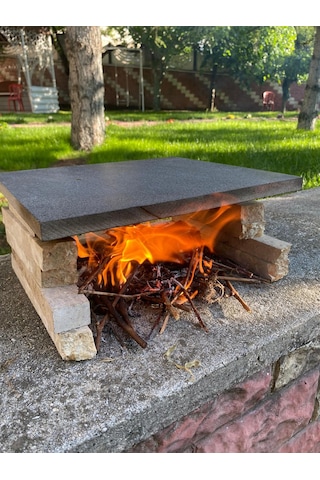 Mangal Taşı 35x40cm - Doğal Bazalt Taşı Mangal, Barbekü, Pişirme