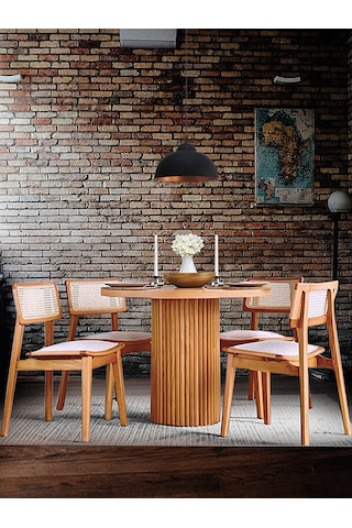 Athena İskandinav Natural Ahşap Masa Sandalye Takımı 100x100 Natural