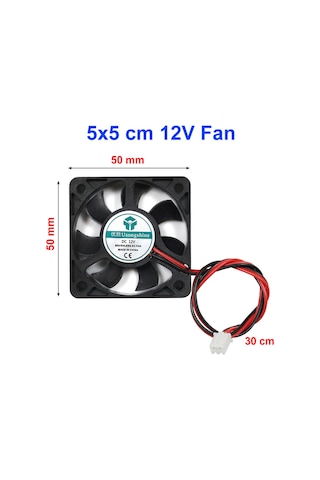 Dc 12V Fan 5X5Cm Kuluçka Fanı Soğutucu Peltier Pc Ekran 50X50Mm