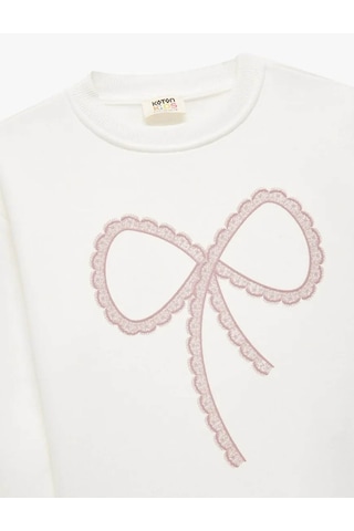 Koton Şardonlu Fiyonk Baskılı Ekru Kız Çocuk Sweatshirt 6wkg10209ak Ekru