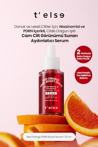 Cilde Dolgun Işıltılı Cam Cilt Görünümü Sunan Aydınlatıcı Serum Telse Red Orange Pdrn Boost Serum