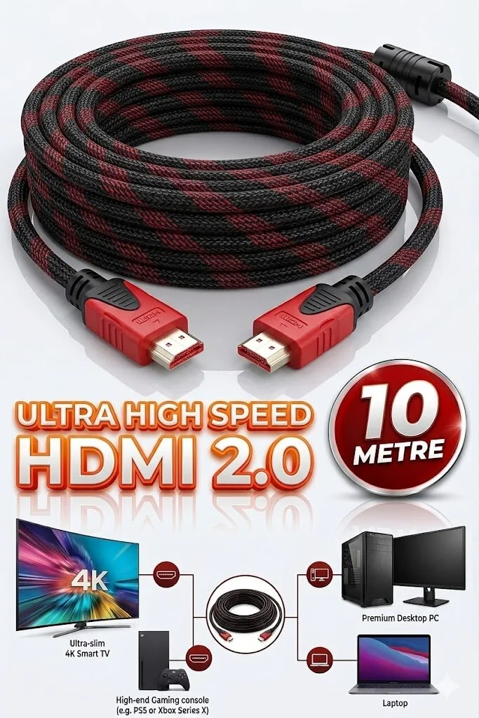 10 Metre 10m Hdmı Kablosu 1.4b 3d Full Hd 1080p Ara Bağlantı Erkek-erkek Modern Sargılı Örgülü Hdmi Görüntü Kablosu 001