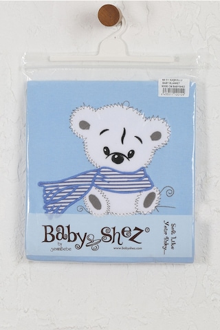 %100 Pamuklu Yenidoğan Çift Katlı Penye Bebek Battaniyesi Mavi