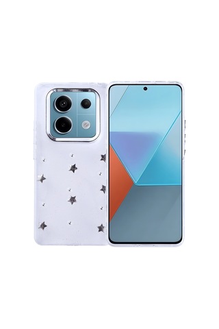 Kilifone - Redmi Note 14 Pro 4g Uyumlu Kılıf Airbag Tasarımlı Simli Şeffaf Kutup Kapak - Yıldız - T37079
