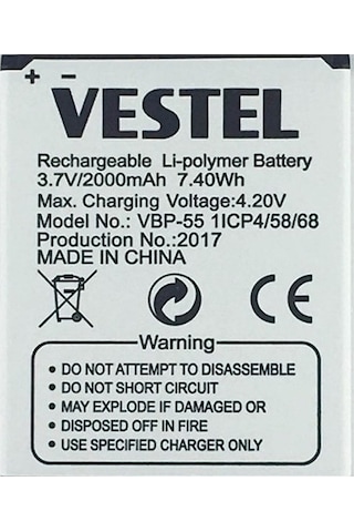 Senalstore Vestel Venüs 5.5 Uyumlu Pil Batarya 5.5x 5.5v Vbp-55 İthal