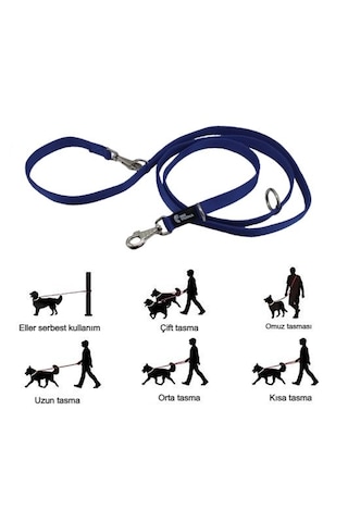 Çok Amaçlı Ayarlanabilir Köpek Gezdirme İpi Tasması Mavi