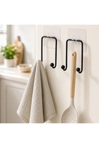 2'li Yapışkanlı Askılık Mutfak Banyo Ve Ev İçin Renkli