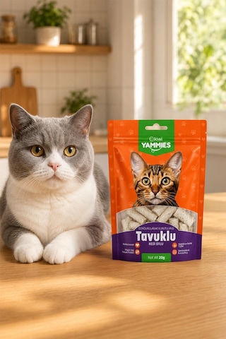 Kiwi Pets Kyct-50355 Yammies Dondurularak Kurutulmuş Tavuklu Kedi Otlu Mama 9 20 G