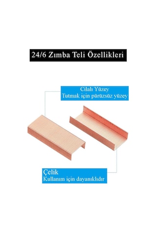 Zımba Teli 24/6 Bakır 1000 Lik 8 Paket Büyük Delta Zımba Teli Sarı 30 Yaprak Zımbalama Kapasiteli Büro Ofis Okul