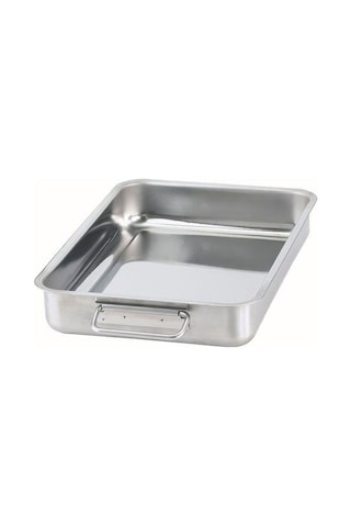 Metal Kare Fırın Kabı MeridyenDukkan 24x34 Cm Paslanmaz Çelik Kul Gümüş