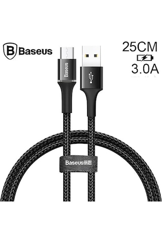 Baseus Halo Mikro Usb 3a Hızlı Şarj 0.25cm Kısa Power Bank İçin Şarj Kablosu- 5775 Renk: Kırmızı