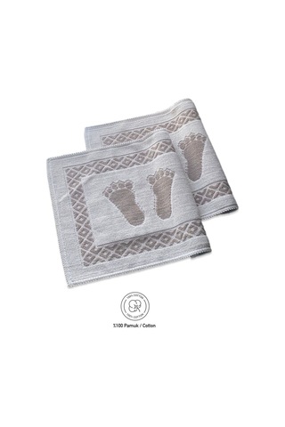 Soffy Krem & Kahve 2 Adet 50x70 Cm Banyo Paspası %100 Doğal Pamuk Ayak Paspası Ayak Havlusu Krem - Kahverengi