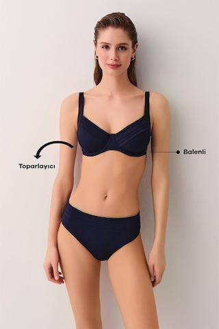 Suwen Pipe Balenli Toparlayıcı Aksesuarlı Bikini Üst Sbn25994c303 Lacivert