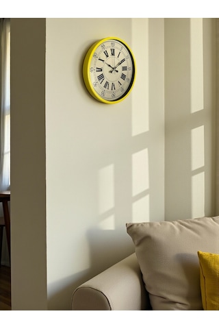 Zentime 36 Cm Sarı Dekoratif Duvar Saati çok Renkli