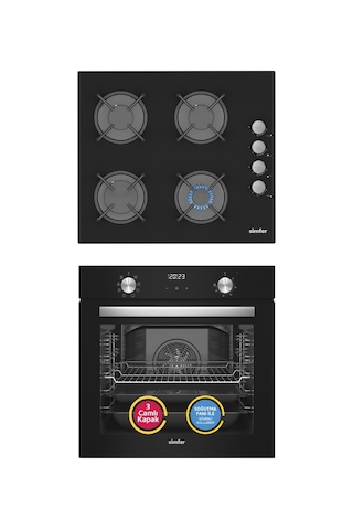 Simfer 9 Fonksiyon QS Dijital Siyah 2'li Ankastre Set (8208 Fırın + 3500 Ocak)