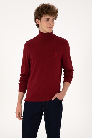 U.S. Polo Assn. Erkek Slim Fit Boğazlı Yaka Boğazlı Basic Kazak 50288884-VR014