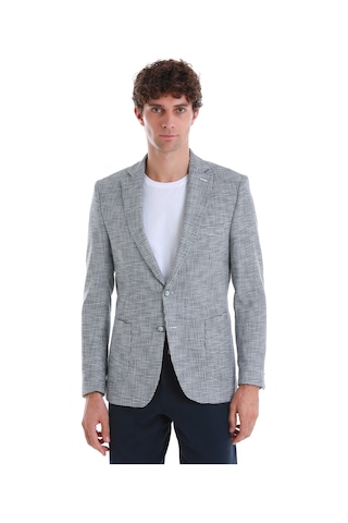 Hatemoğlu Lacivert Comfort Fit Desenli Mono Yaka Klasik Ceket 14252024c001 436 Lacivert