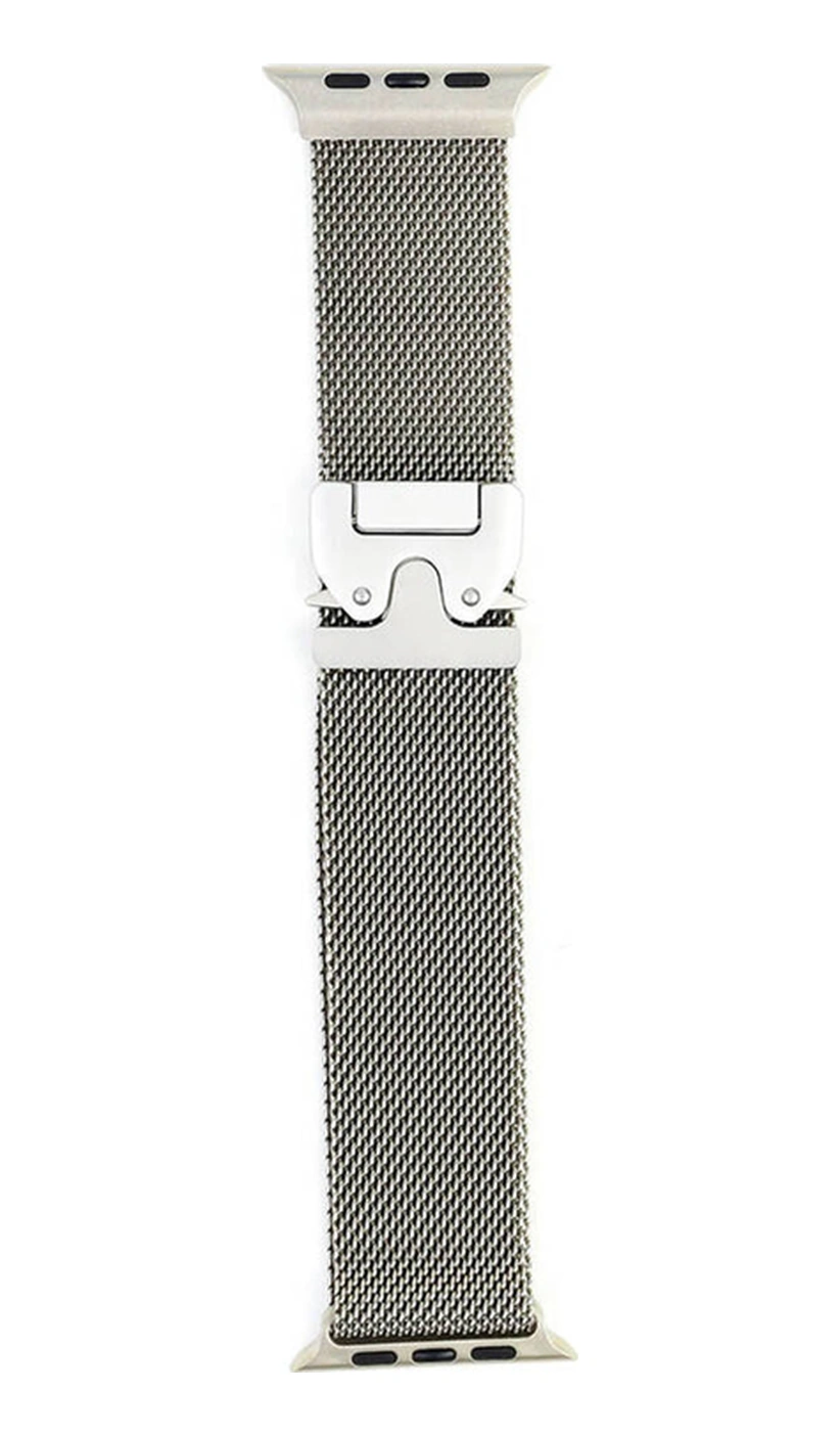 Adige Apple Watch 11 46mm Kordon Kayış Hasır Metal Krd-25
