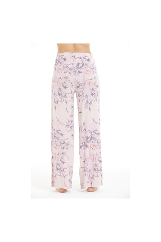 Lılac Kadın Çiçek Desenli %100 Viskon Pijama Altı Pantolon Pudra Pembe Pudra Pembe