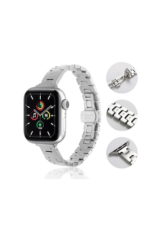 Apple Uyumlu Watch  10/11 Serisi 46mm Kordon Metal İnce Strap Kayış 150