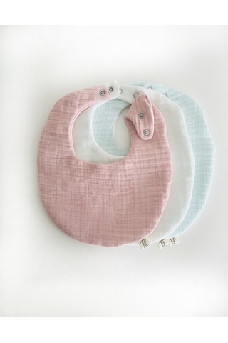 Oval 3'lü %100 Pamuk Müslin Bebek Önlüğü / Yakalık / Salya Önlüğü