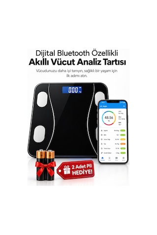 Repai Akıllı Baskül Vücut Analizli Yağ Su Kas BMI BMR Ölçer Dijital Tartı