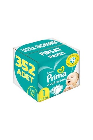 Prima Bebek Bezi 1 Numara 2-5 KG Yenidoğan Ultra Ekonomik Paket 352 Adet