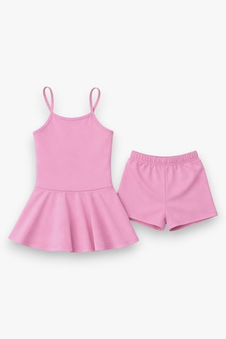 My Kids Wear Kız Çocuk Garson Mayo Elbiseli Şortlu 2 Li Takım 12418 Çok Renkli