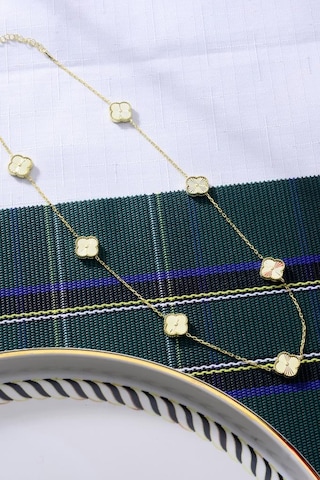 Innuendo Jewelry 925 Ayar Gümüş Altın Kaplama Yedi Yoncalı Kolye Altın