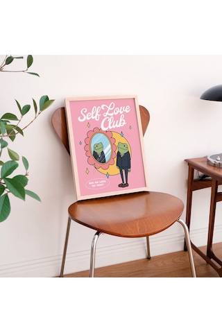Kurbağa Öz Sevgi Kulübü Duvarı, Olumlama Sanatı, Retro Duvar Dekoru, Sanat