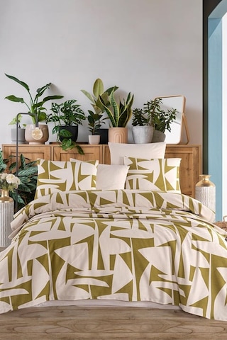 As Perde Cotton Life Çift Kişilik Pike Takımı Marvin Yeşil