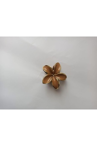 Lotus Saç Tokası Büyük Boy 8 Cm, Tekli Saç Tokası, Lotus Çiçeği Tasarımı Kahverengi Çok Renkli