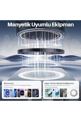 Araç İçi Ve Masaüstü 360 Derece Dönebilen Vakum Özellikli Magnetik Telefon Tutucu