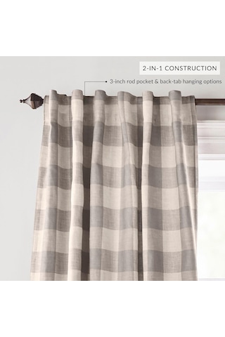 Elrene Home Fashions Farmhouse Living Grainger Buffalo-check Karartma Perdesi, Oturma Odası Ve Yatak Odası Perdesi, Ç Çok Renkli