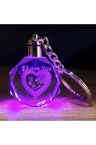 I Love You Yazılı Renk Değiştiren Işıklı Anahtarlık Diğer I Love You Yazılı Renk Değiştiren Işıklı Anahtarlık Diğer