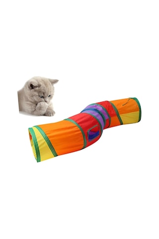 Katlanabilir Kedi Tüneli S Şekilli Kanal Yavru Kedi Oyuncağı Kedi Tüneli Gökkuşağı Evcil Hayvan Malzemeleri S529