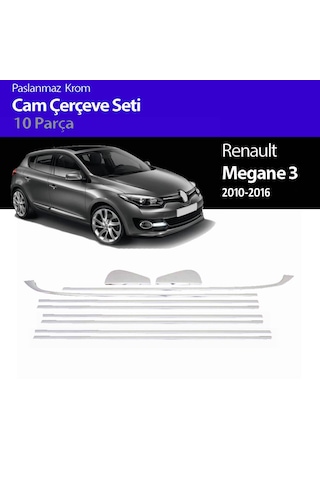 Renault Megane 3 Hb Cam Çıtası Komple Set Çerçevesi Kromu Nikelajı