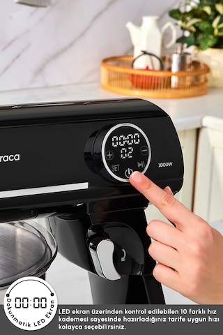 Multichef Artisan Kıyma Çekme/ Sucuk-sosis/içli Köfte Aparatlı Digital Ekran Tam Döküm Kıyma Aparatlı Hamur Yoğurma Makinesi 7l