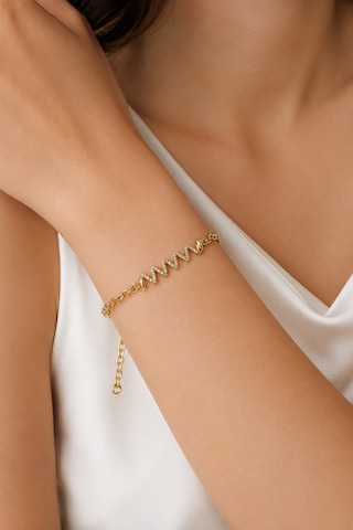 Balenbi Jewelry Kadın Taşlı Dalga Figürlü Gold Kararmaz Çelik Zincir Bileklik 1094 Altın