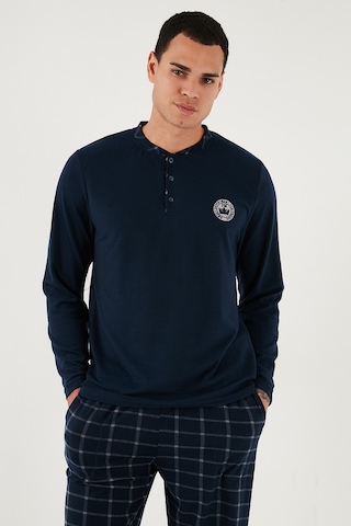 Buratti Ekoseli Yumuşak Dokulu Regular Fit Uzun Kollu Erkek Pijama Takımı 609611030 Lacivert