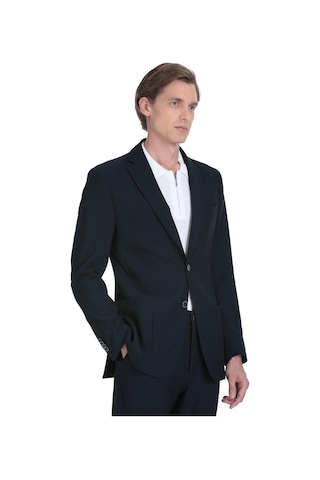Hatemoğlu Lacivert Slim Fit Mono Yaka Casual Takım Elbise 36286 Lacivert