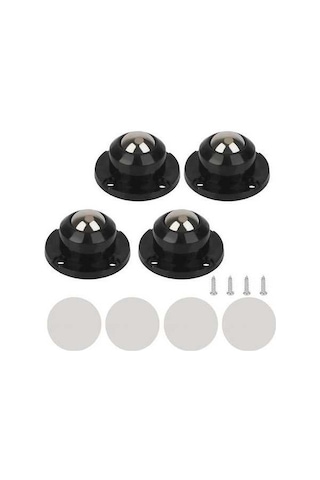 Pazly 4 Adet Paslanmaz Çelik Siyah Mini Döner Tekerlekler Masa Sandalye Tekerleri 360 Dönme Evrensel Teker Siyah