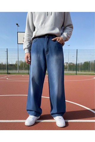 St.poll Baggy Jeans Pantolon Mavi