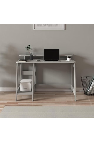 Country Ergonomik Çalışma Masası, Modern Bilgisayar Masası - Gri