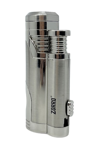 Zorro Çift Torch Pürmüz Puro Çakmağı - Krom